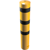 Bollard | steel tube  273 x 5 mm | yellow / black | stationary, for casting in concrete | total length: 1500 mm | with welded steel cap